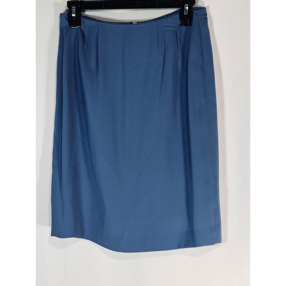 Linda Allard Ellen Tracy Blue Pencil Skirt Petite 6 High Waist Lined Career